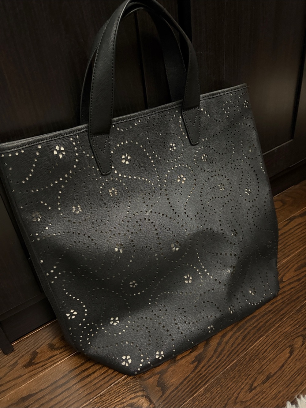 DKNY Black Perforated Leather Tote